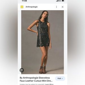 By Anthropologie laser cut out faux leather dress